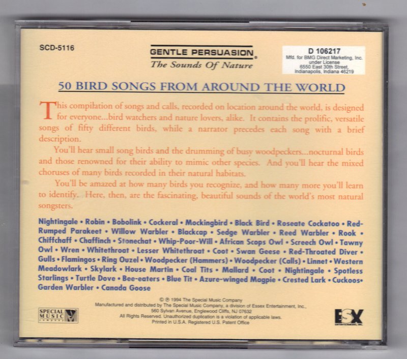 Image 1 of 50 Bird Songs from around the world Music CD