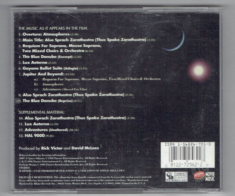 Image 1 of 2001 a space odyssey original Motion Picture Soundtrack Music CD