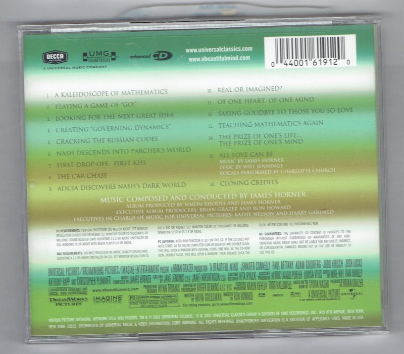 Image 1 of a beautiful Mind original Motion picture soundtrack Music CD