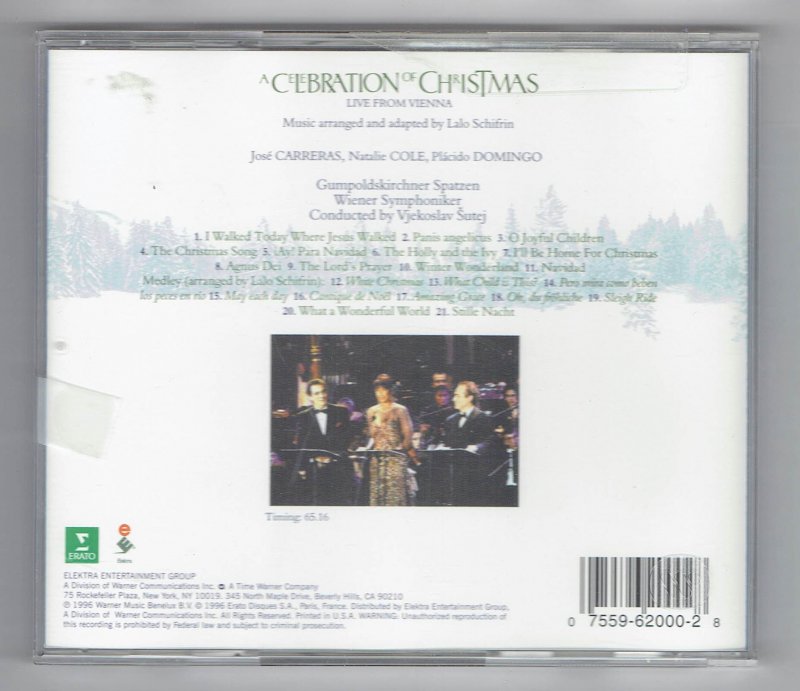 Image 1 of a Celebration of Christmas Jose Carreras Natalie Cole Placido Domingo Music CD