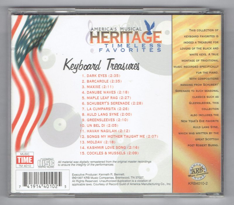 Image 1 of Americas Musical Heritage Timeless Favorites Keyboard treasures Music CD