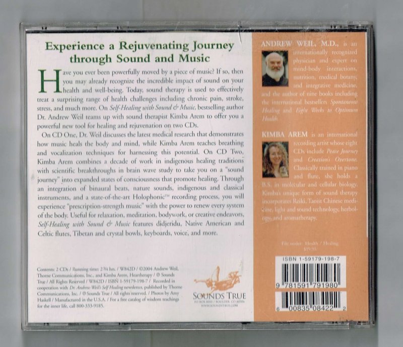 Image 1 of Andrew Weil Kimba Arem Self Healing with Sound and Music 2 disc set Music CD
