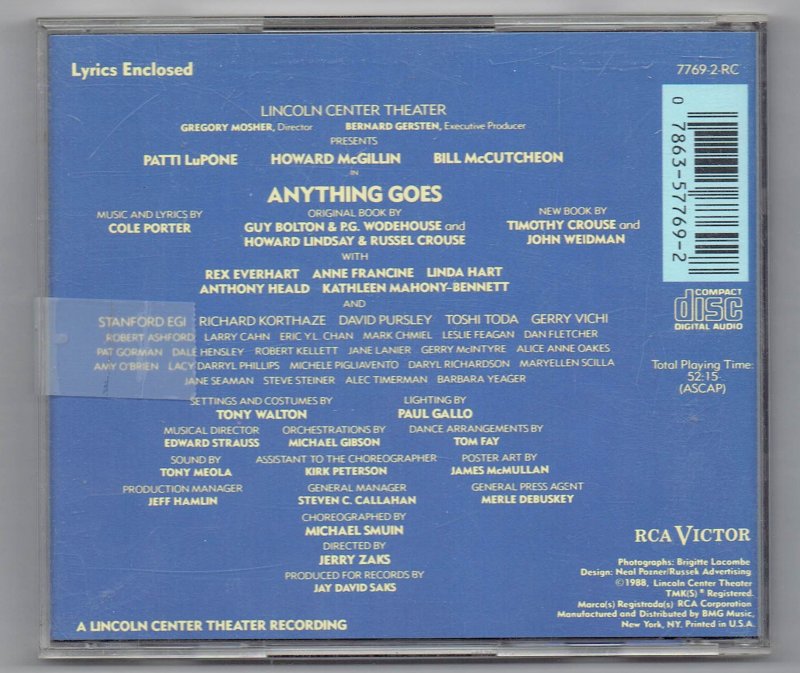 Image 1 of anything Goes Original Broadway cast recording Music CD