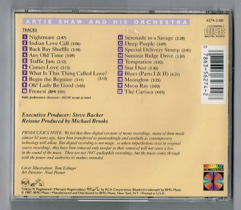 Image 1 of Artie Shaw and his Orchestra Begin the Beguine Music CD