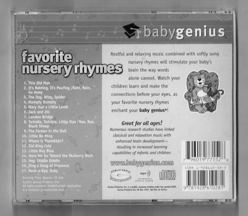 Image 1 of Baby Genius Sing along Series Favorite Nursery Rhymes Music CD