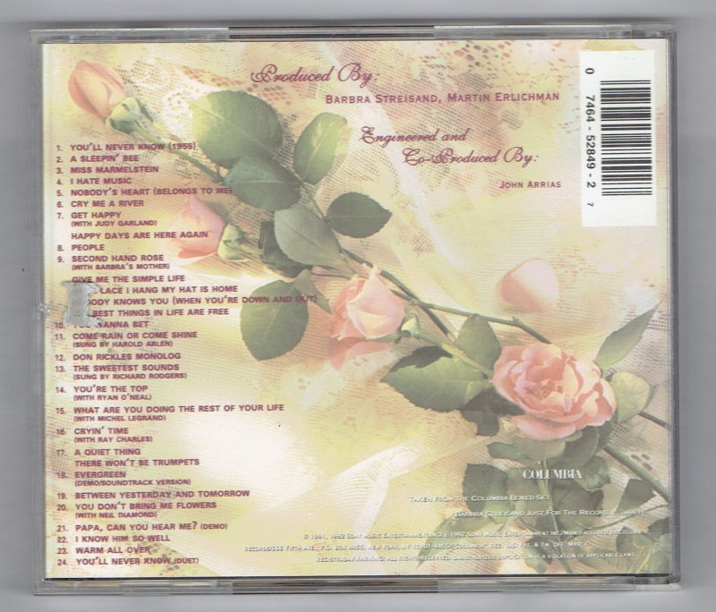 Image 1 of Barbra Streisand Highlights from Just for the record Music CD