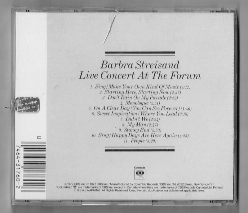 Image 1 of Barbra Streisand Live concert from the forum Music CD