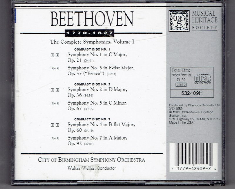 Image 1 of Beethoven The Symphonies 1 2 3 4 5 7 Volume 1 Music CD