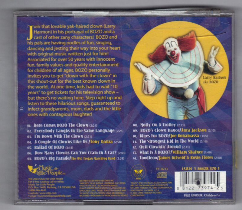 Image 1 of Bozo and Pals Get down with bozo the clown Music CD