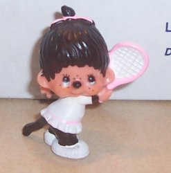 monchhichi Pvc Figure Girl Playing Tennis SEKIGUCHI Vintage 70's Rare