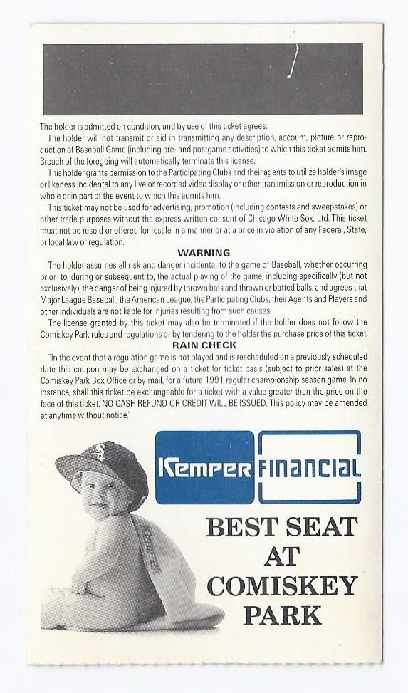 Image 1 of 1st Game at New Comiskey Park Ticket Stub 1991 Opening Day April 18th White Sox