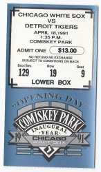 1st Game at New Comiskey Park Ticket Stub 1991 Opening Day April 18th White Sox