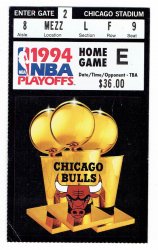 1994 Chicago Bulls vs New York Knicks NBA Playoff Ticket Stub Home Game E