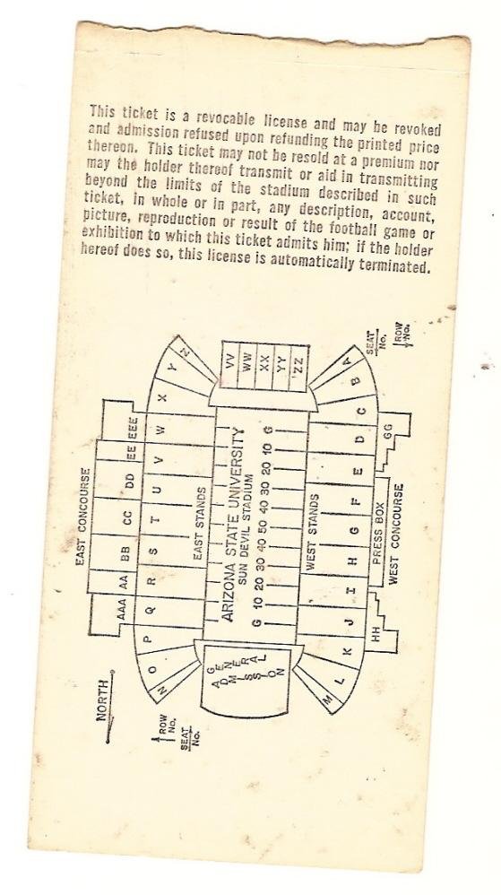 Image 1 of 1972 FIESTA BOWL Ticket Stub Arizona State Vs Missouri