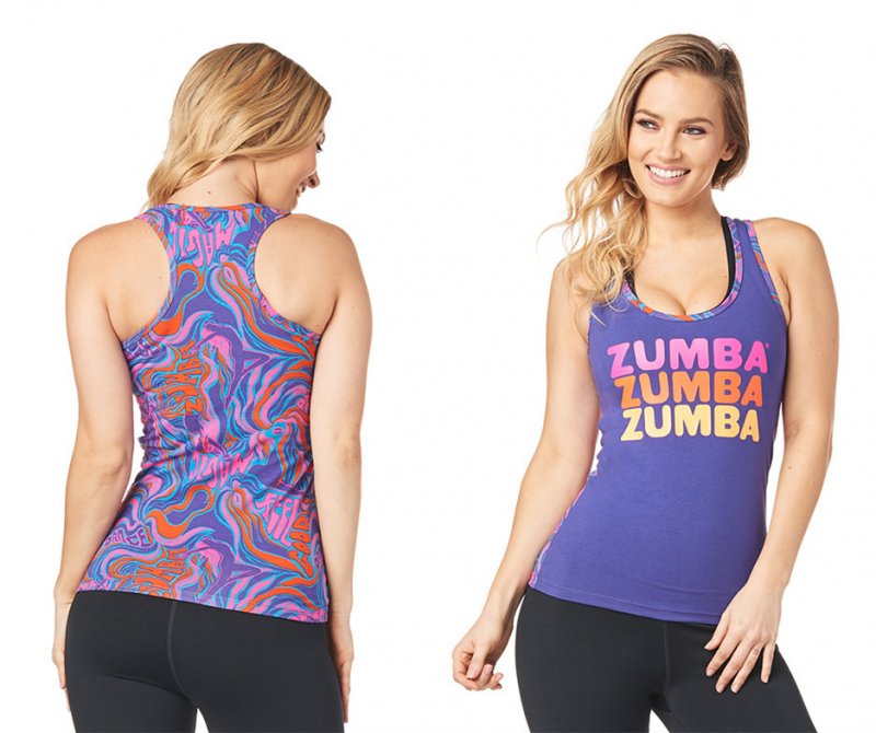 Zumba Peace Love Zumba Racerback Tank Top - Grape