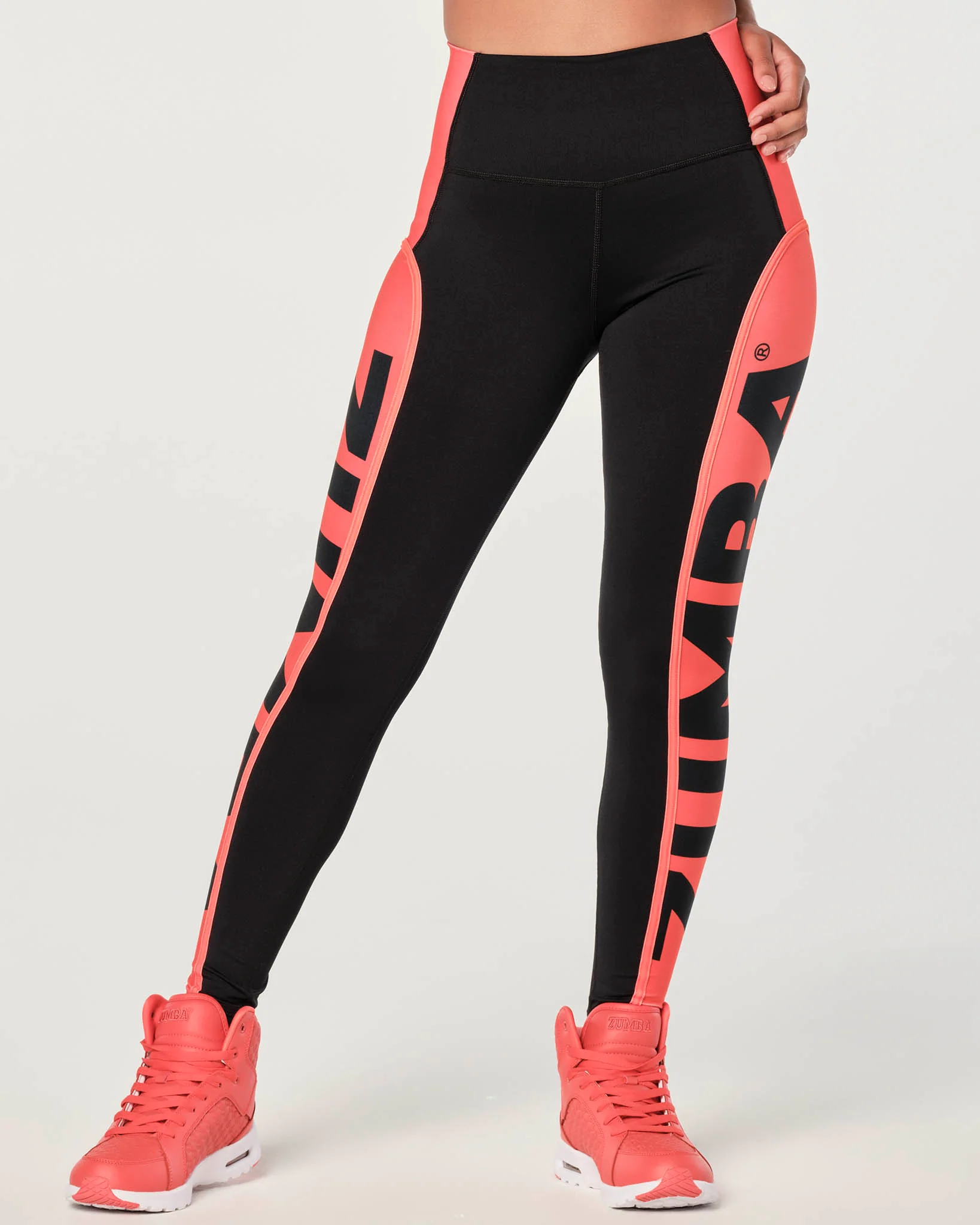 Zumba Color Blocked High Waisted Ankle Leggings