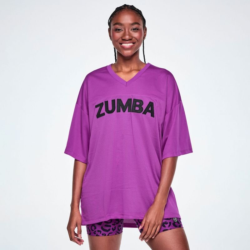                Zumba Ultrabright Oversized Mesh Sports Jersey - Purple Power