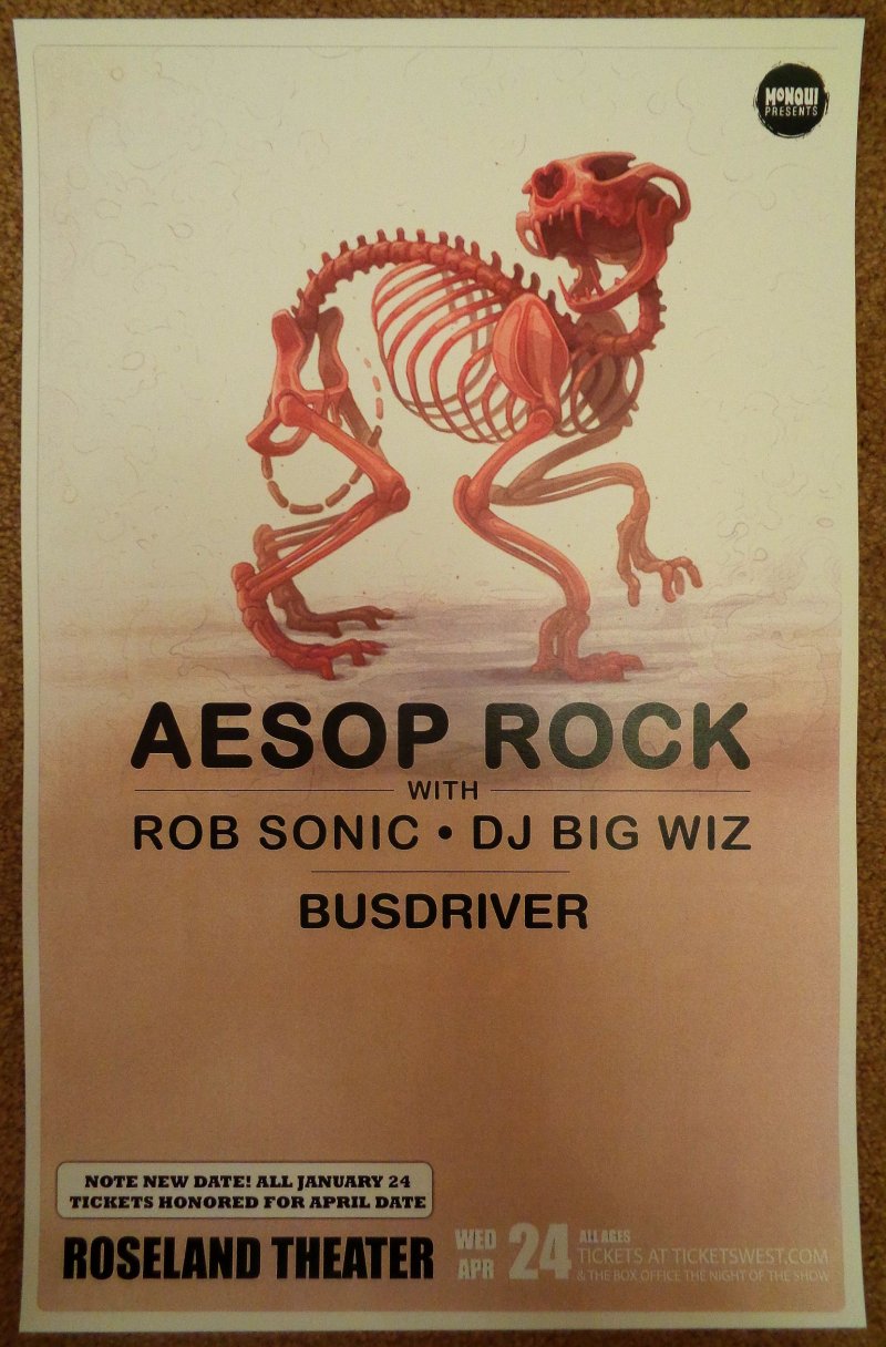 Image 0 of AESOP ROCK Gig POSTER 2013 Portland Oregon April Concert