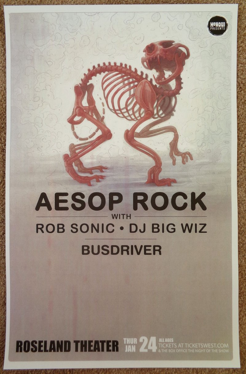 Image 0 of AESOP ROCK Gig POSTER 2013 Portland Oregon January Concert 