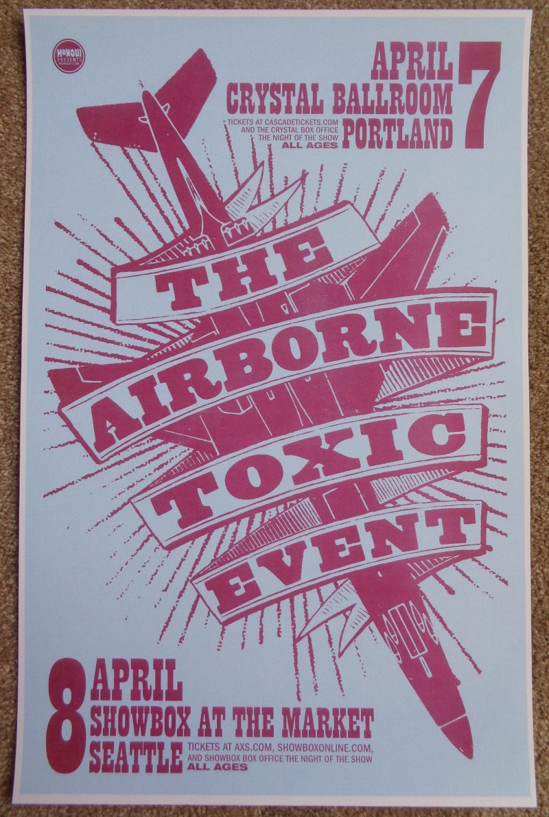 AIRBORNE TOXIC EVENT 2013 Gig POSTER Seattle & Portland Oregon Concert 