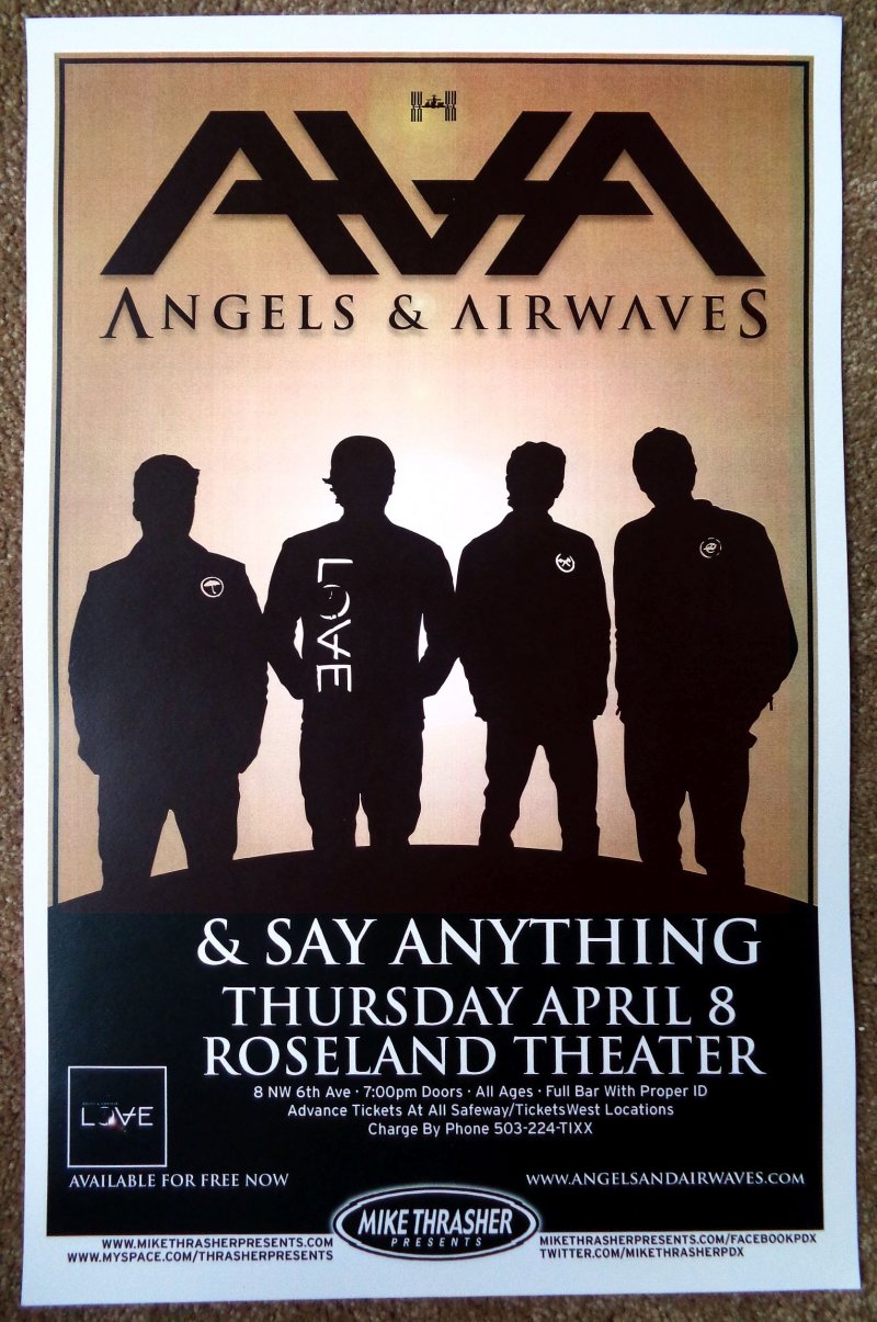 Image 0 of ANGELS AND AIRWAVES 2010 Gig POSTER Portland Oregon Concert