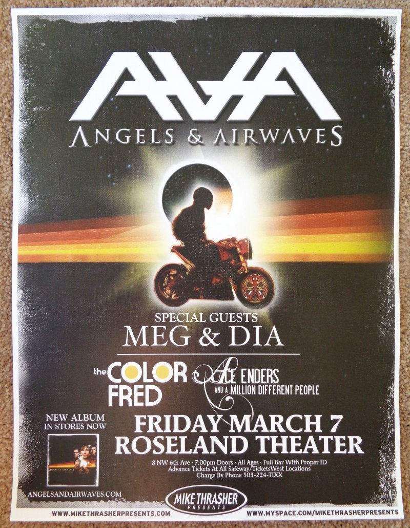 Image 0 of ANGELS AND AIRWAVES w/ MEG & DIA Gig POSTER Portland Oregon 2008 Concert