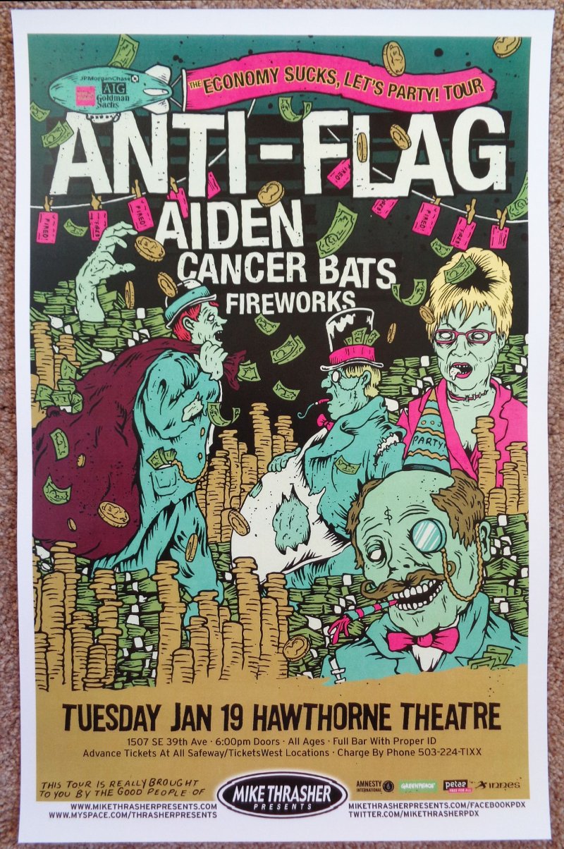 Image 0 of ANTI-FLAG Anti Flag Portland Oregon 2010 Gig Concert POSTER