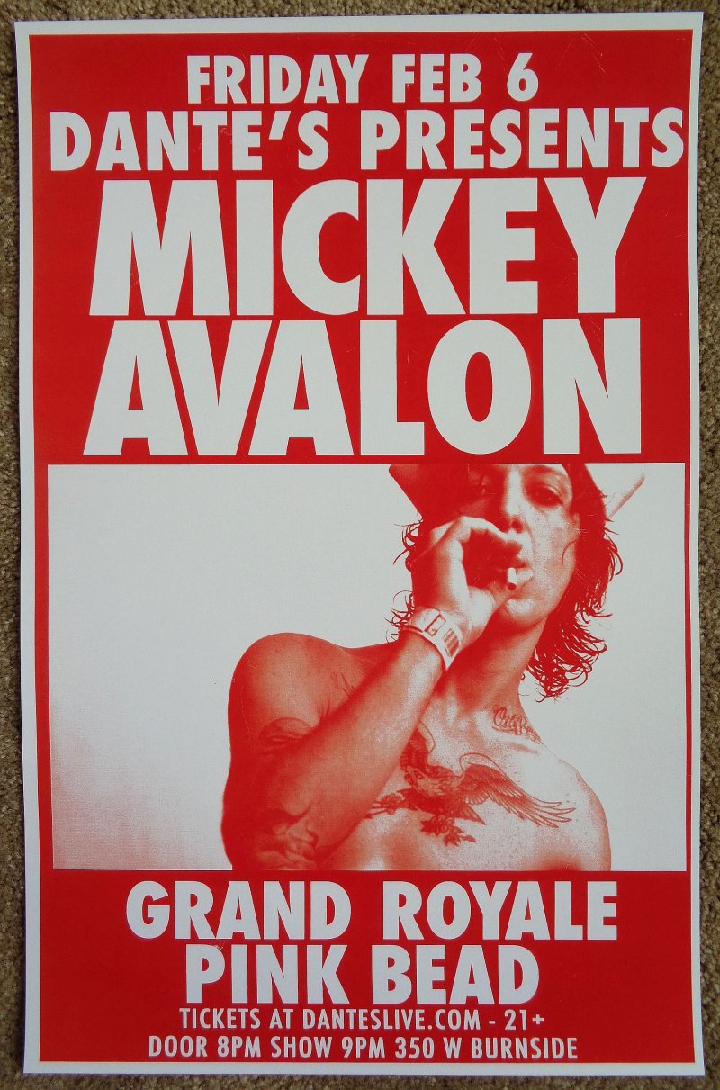 Image 0 of Avalon MICKEY AVALON 2015 Gig POSTER Portland Oregon Concert