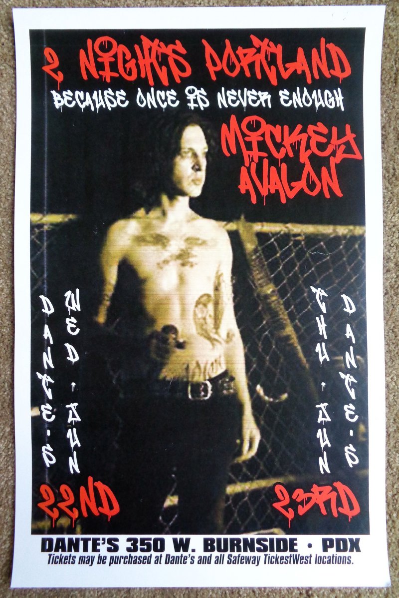 Image 0 of Avalon MICKEY AVALON 2011 Portland OregonGig Concert POSTER