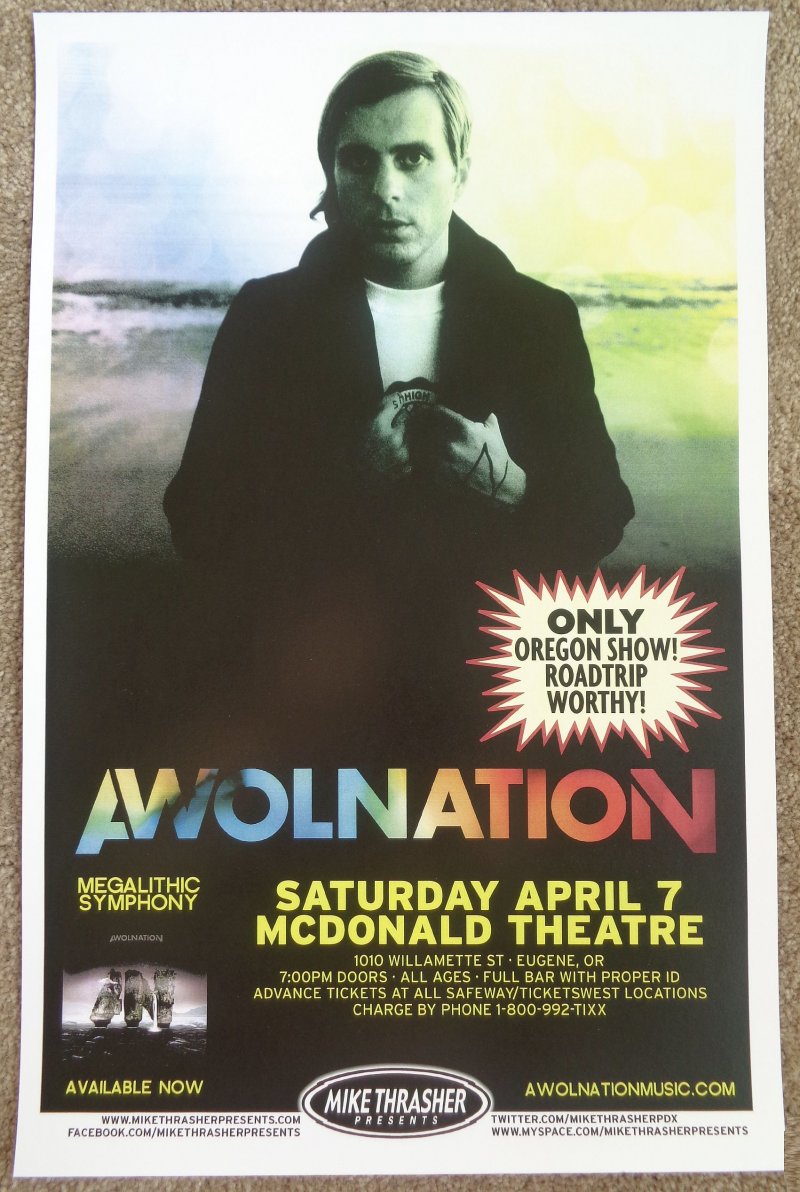 Image 0 of AWOLNATION 2012 Gig POSTER Eugene Oregon Concert 