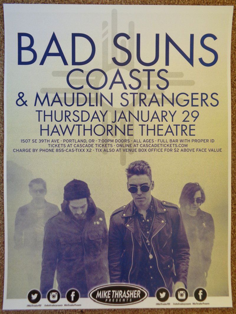 Image 0 of BAD SUNS 2015 Gig POSTER Portland Oregon Concert