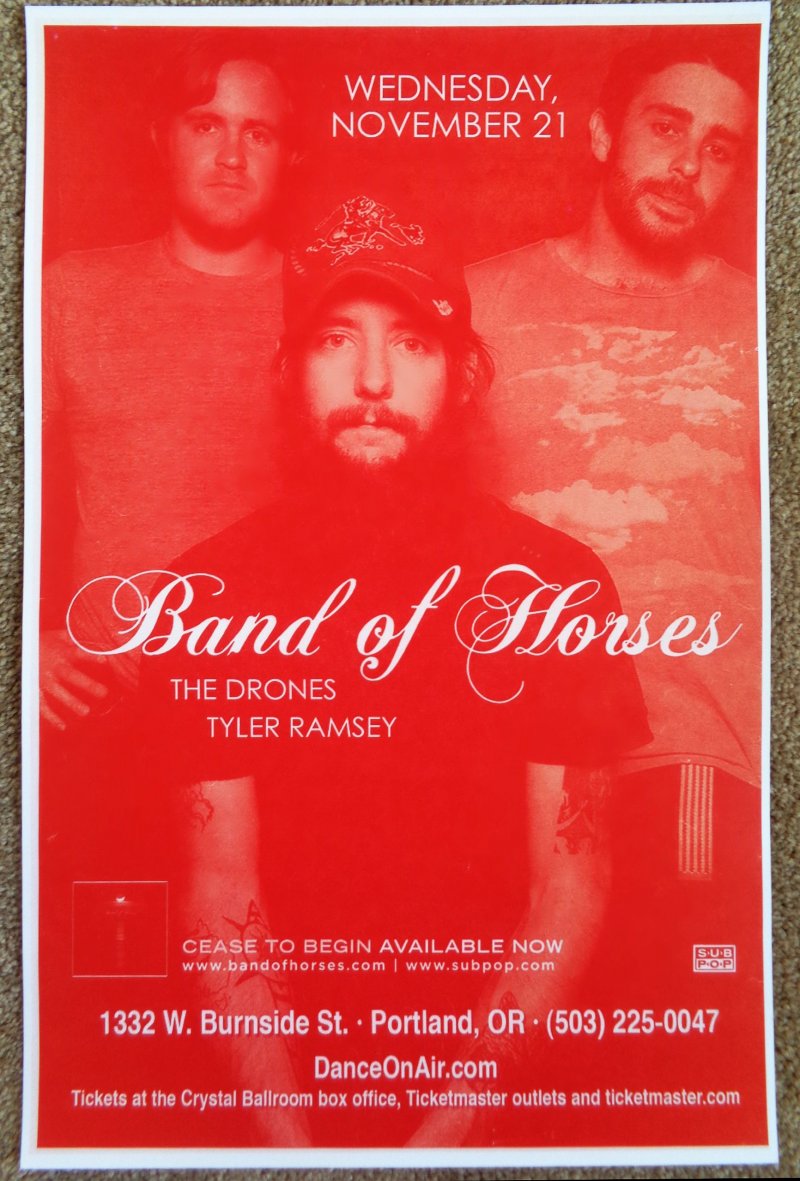 Image 0 of BAND OF HORSES Gig POSTER Portland Oregon Nov. 2007 Concert