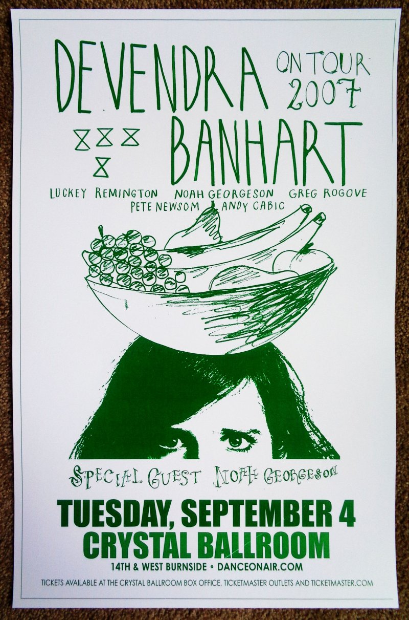 Image 0 of Banhart DEVENDRA BANHART 2007 Gig POSTER Portland Oregon Concert 