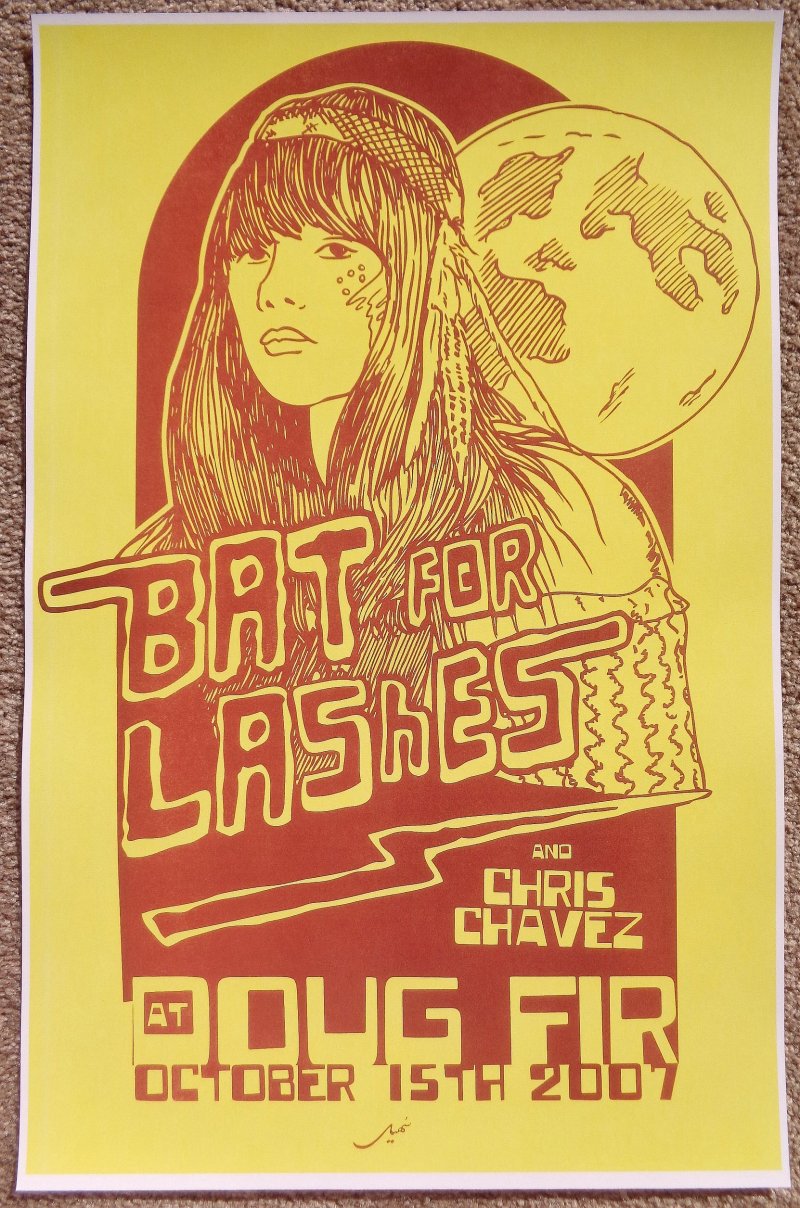 Image 0 of BAT FOR LASHES 2007 Gig POSTER Portland Oregon Natasha Khan Concert 