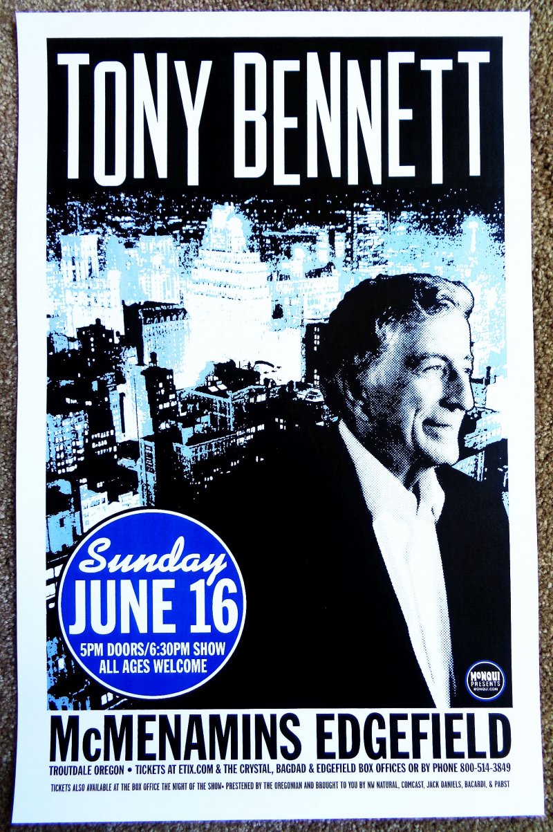 Image 0 of Bennett TONY BENNETT 2013 Gig POSTER Edgefield Portland Oregon Concert 