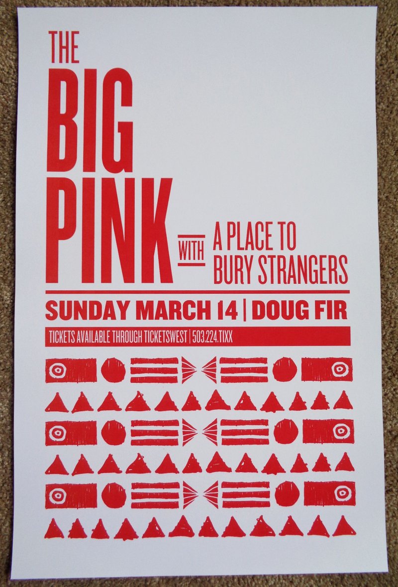 Image 0 of Big Pink THE BIG PINK 2010 POSTER Gig Velvet Album Portland Oregon Concert 
