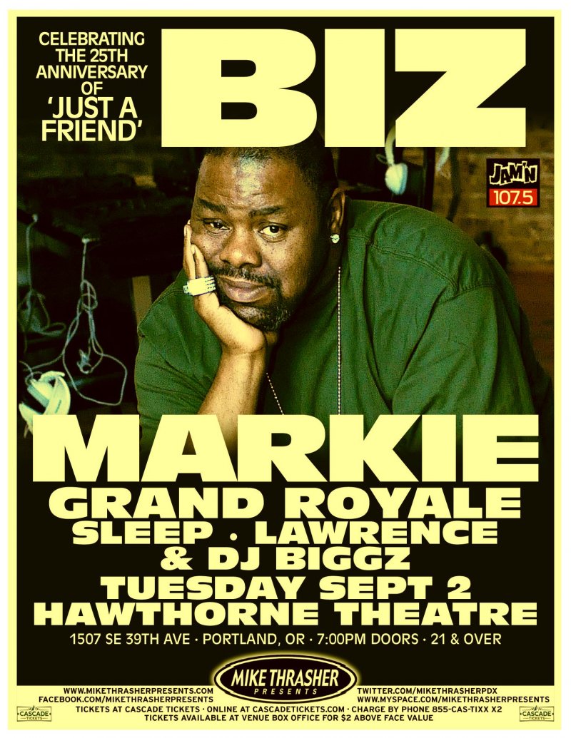 Image 0 of BIZ MARKIE 2014 Gig POSTER Portland Oregon Concert