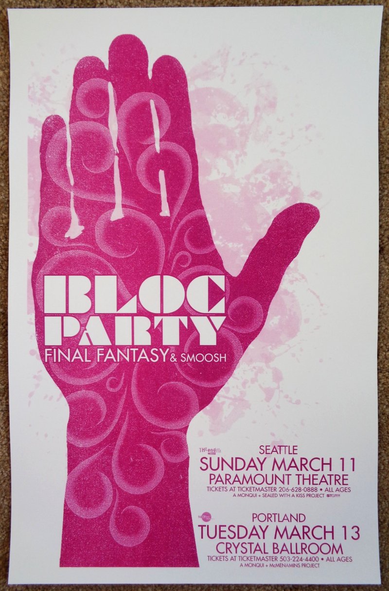 Image 0 of BLOC PARTY 2007 Gig POSTER Portland Oregon & Seattle Wa. Concert 