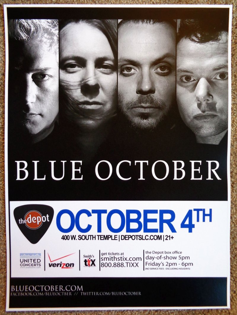 Image 0 of BLUE OCTOBER 2011 Gig POSTER Salt Lake City Concert Utah