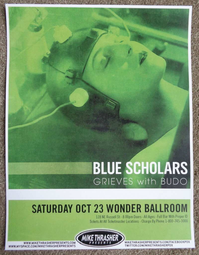 BLUE SCHOLARS Gig POSTER October 2010 Portland Oregon Concert