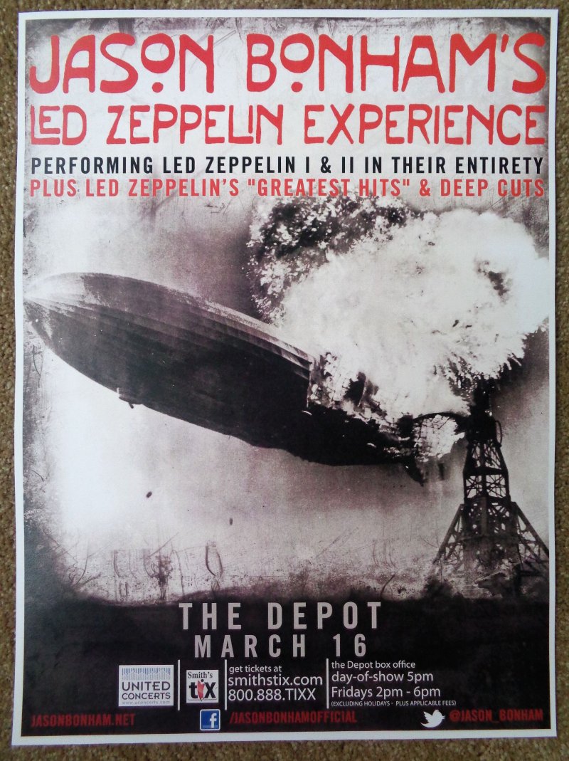 Image 0 of Bonham JASON BONHAM Led Zeppelin Gig POSTER 2015 Salt Lake City Concert Utah