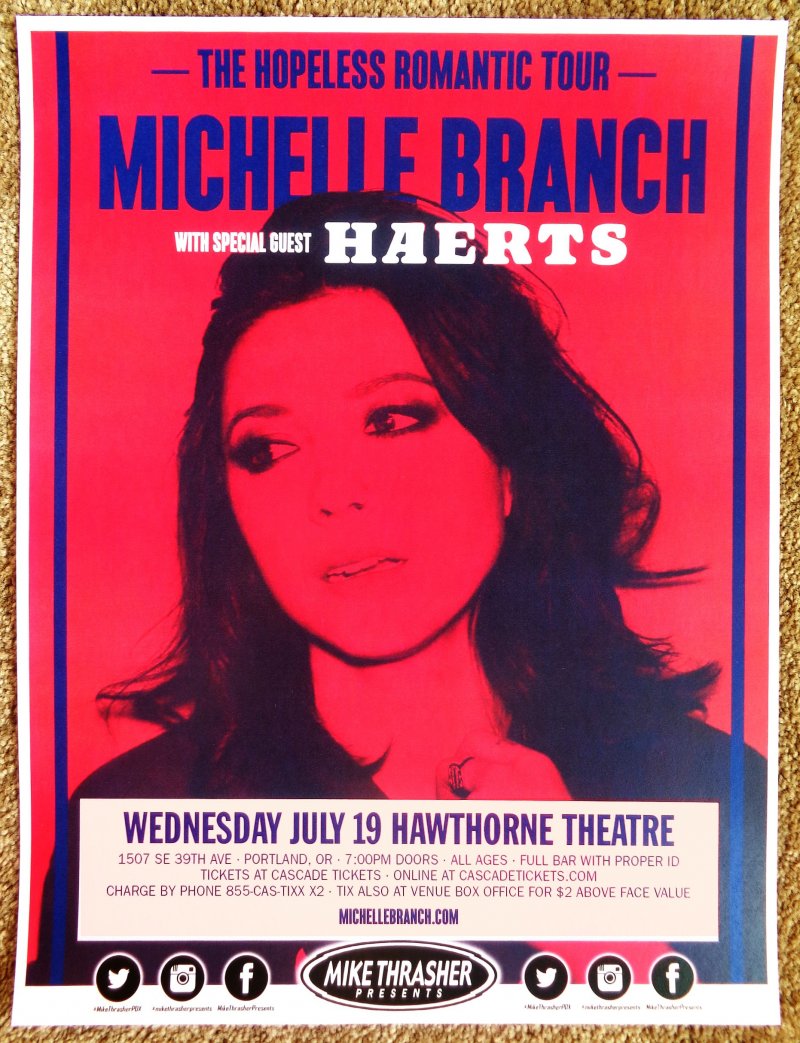 Image 0 of Branch MICHELLE BRANCH 2017 Gig POSTER Portland Oregon Concert