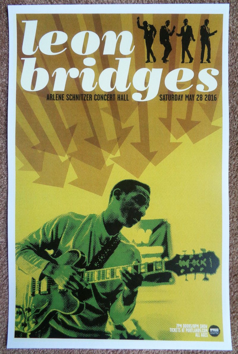 Image 0 of Bridges LEON BRIDGES 2016 Gig POSTER Portland Oregon Concert