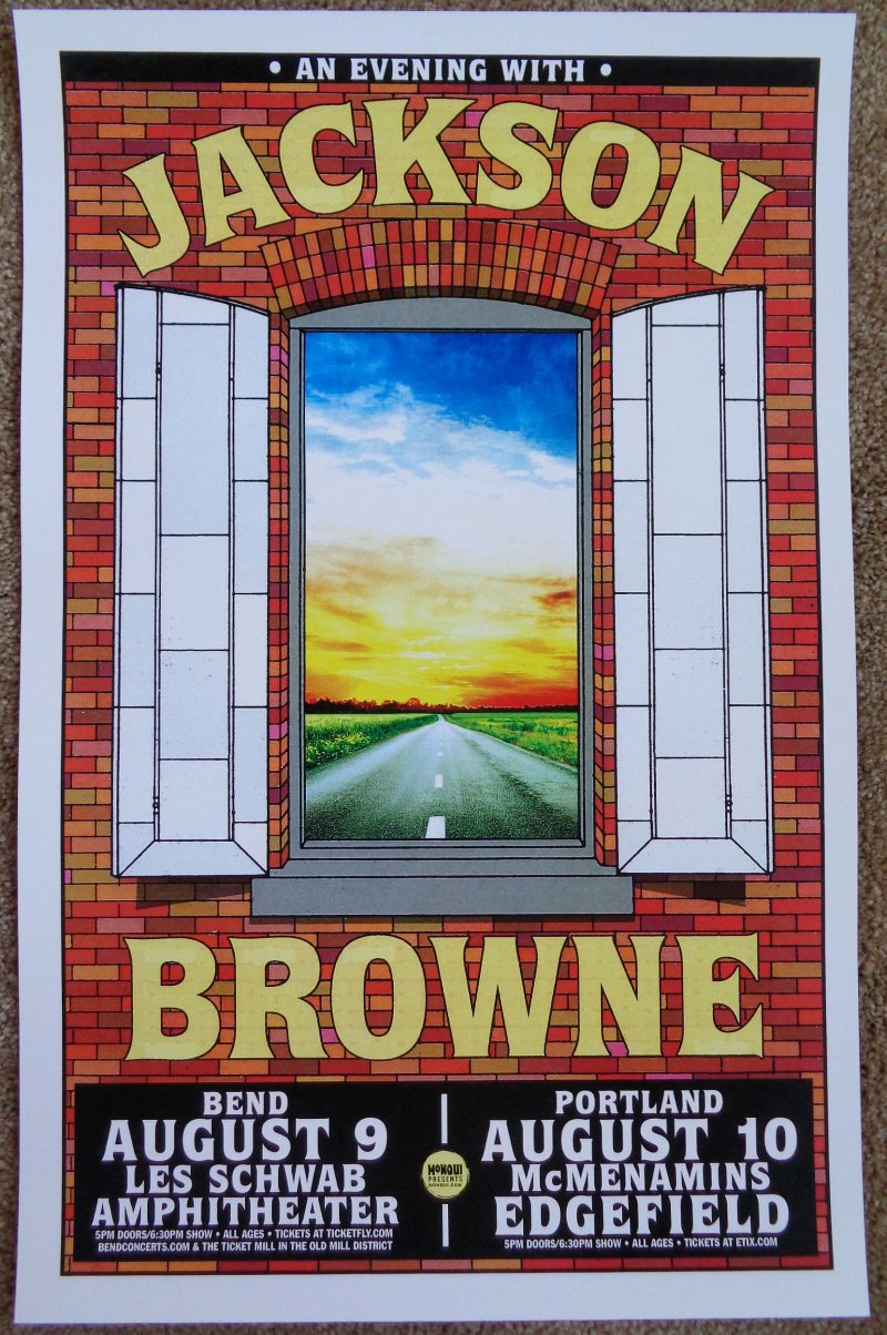 Image 0 of Browne JACKSON BROWNE 2016 Gig POSTER Bend & Edgefield Portland Oregon Concert