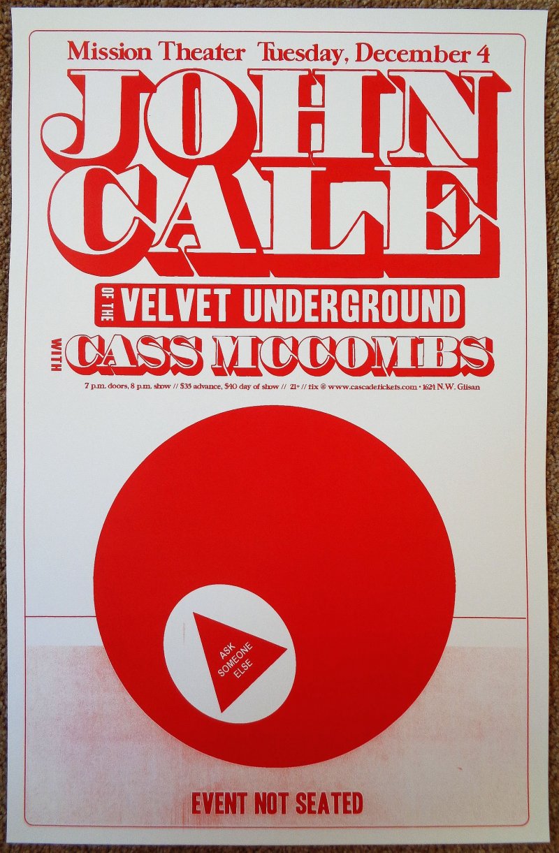 Image 0 of Cale JOHN CALE 2012 Gig POSTER Portland Oregon Concert Version 1