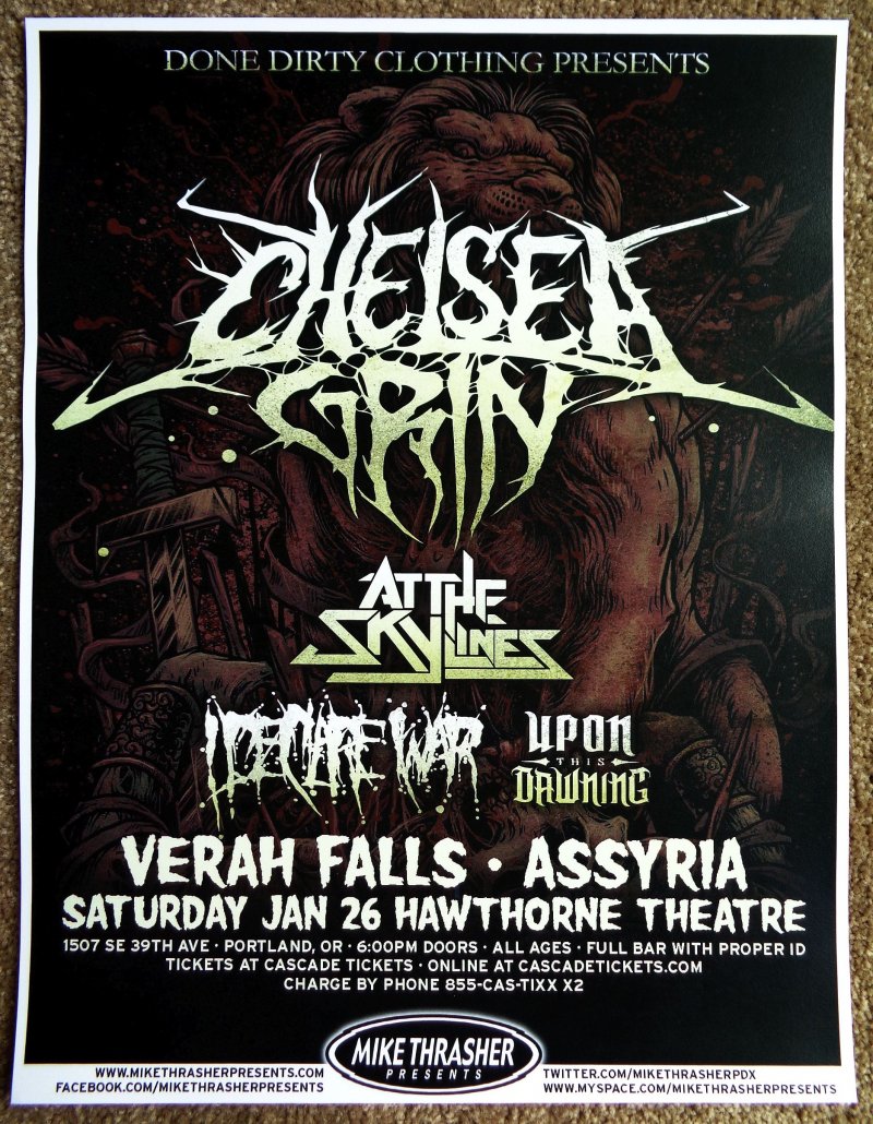 Image 0 of CHELSEA GRIN 2013 Gig POSTER Portland Oregon Concert