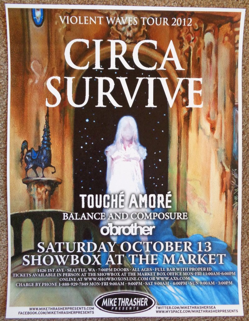 Image 0 of CIRCA SURVIVE 2012 Gig POSTER Seattle Washington Concert 