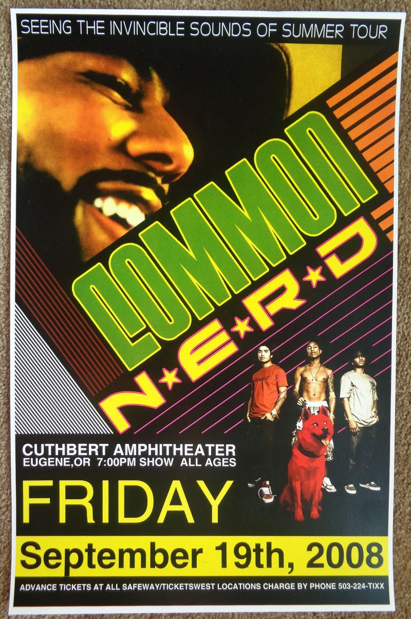 Image 0 of COMMON and N*E*R*D NERD 2008 Gig POSTER Portland Oregon Concert 