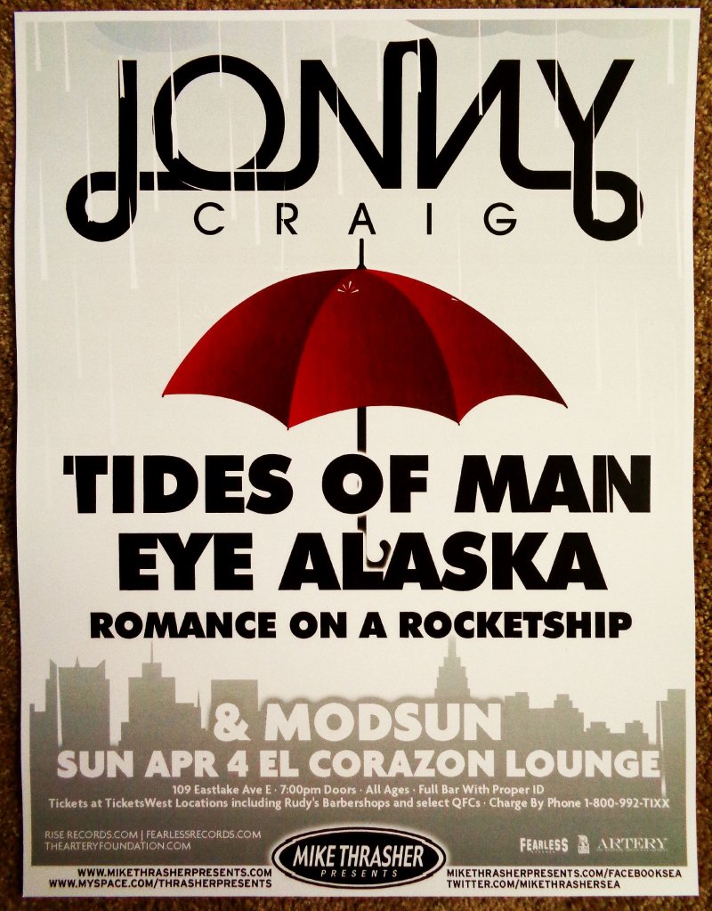 Image 0 of Craig JONNY CRAIG 2010 Gig POSTER Concert Seattle Washington Dance Gavin Dance