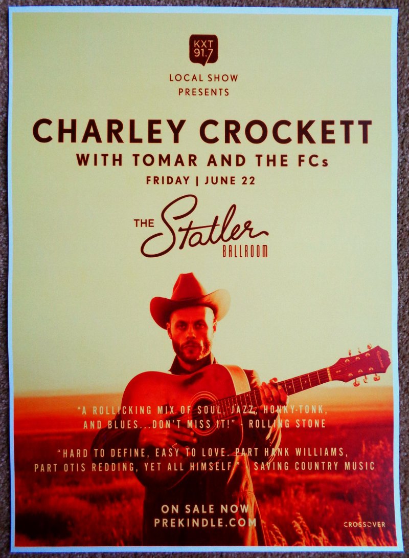 Crockett CHARLEY CROCKETT 2018 Gig POSTER Dallas Texas Concert